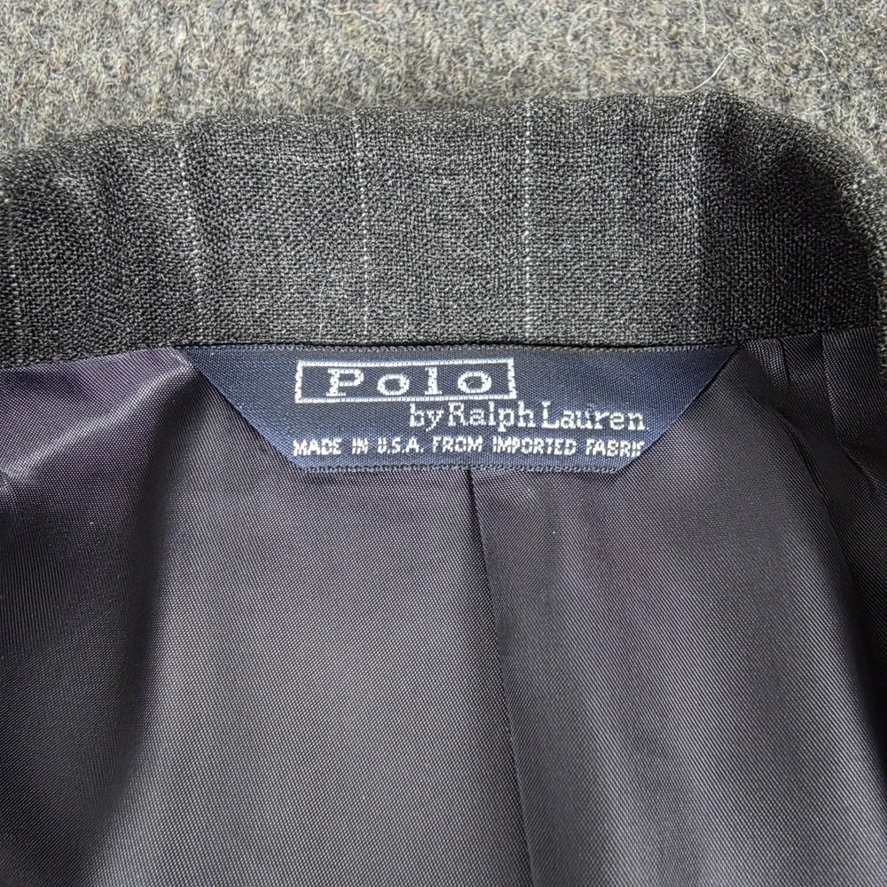 Polo Ralph Lauren Blazer Mens 40S Grey Pinstripe Trop Wool Union Made in USA VTG